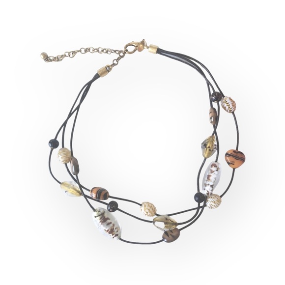 new Chico’s ꨄ Boho Glass Bead Beach Necklace + Earring Set ꨄ Animal Print ꨄ Chic - Picture 10 of 16